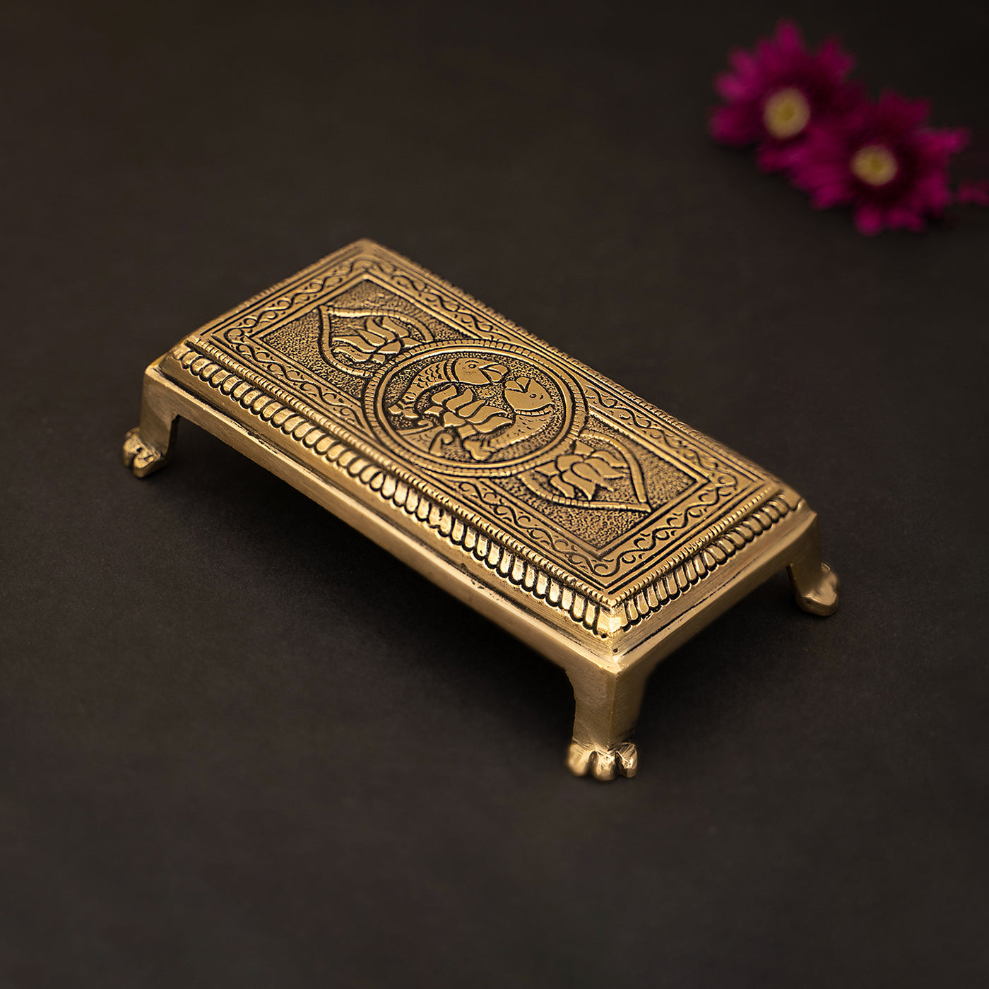 Brass Superfine Rectangle Traditional Pooja Chowki/Stool/Stand