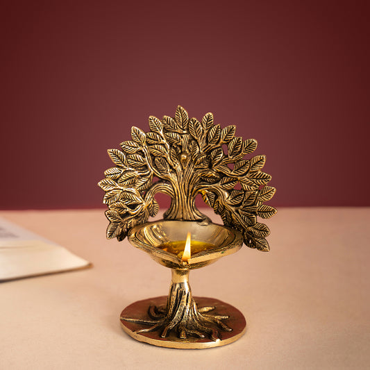 Brass Handcrafted Kalpvriksha Tree Diya/Lamp