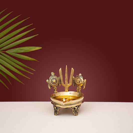 Brass Shankh Chakra Namah Diya