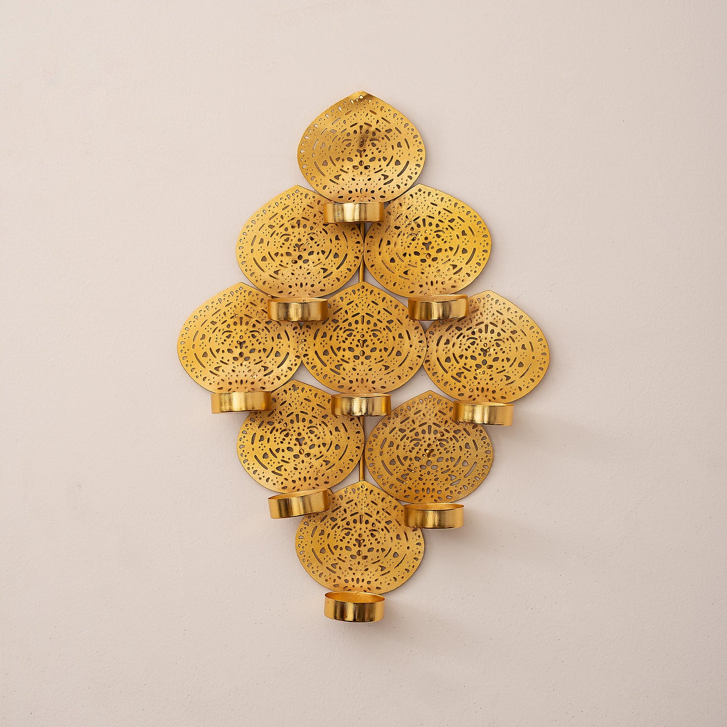 9 Leaf Tea Light Holder Wall Hanging