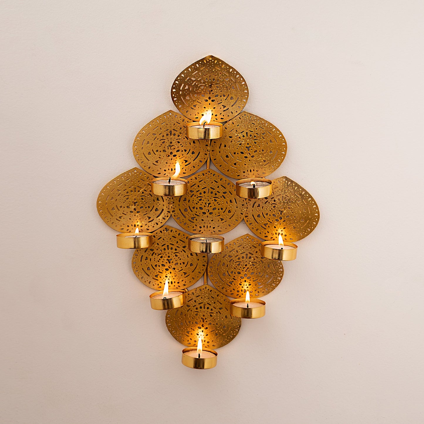 9 Leaf Tea Light Holder Wall Hanging