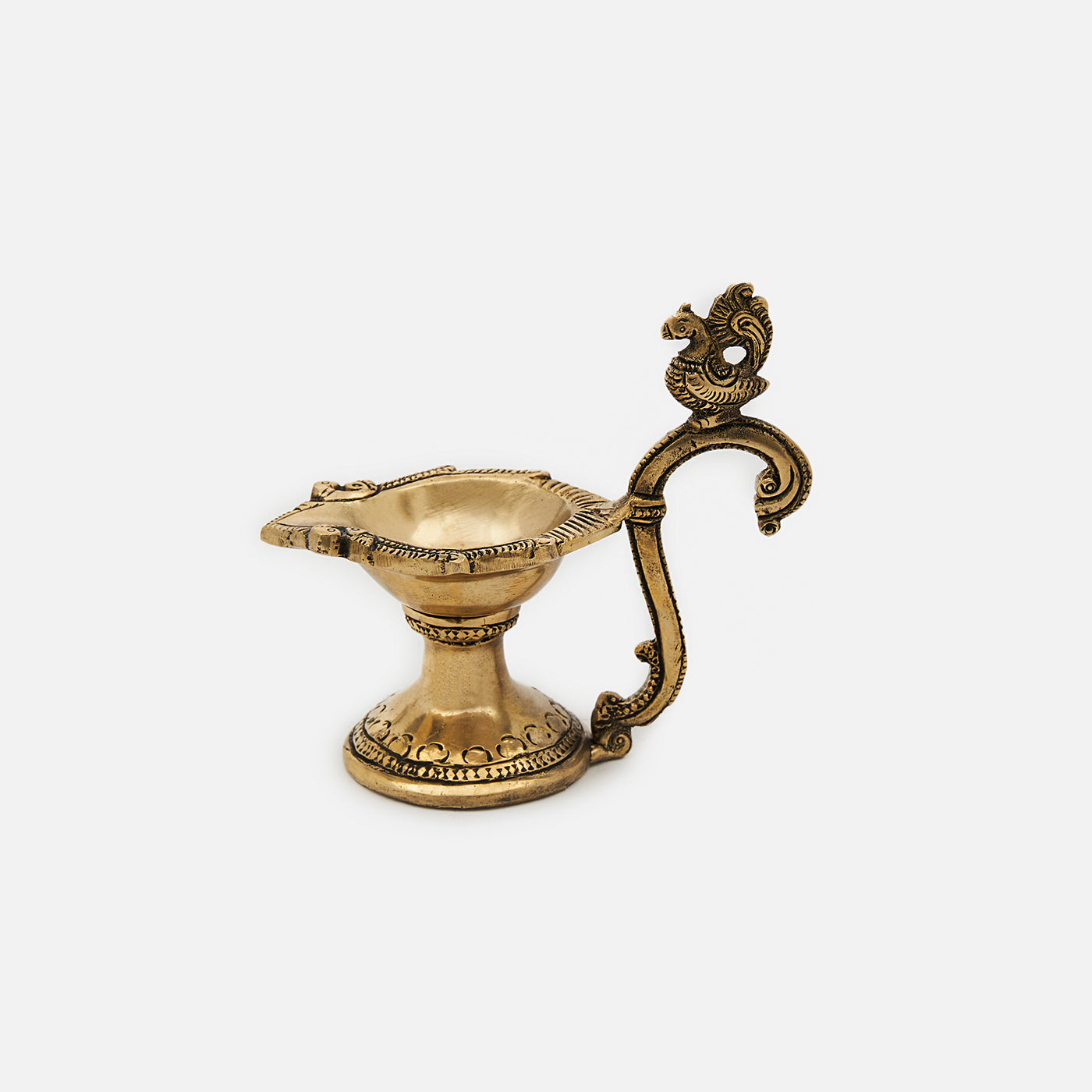 Brass Aarti Diya With Annapakshi On Handle