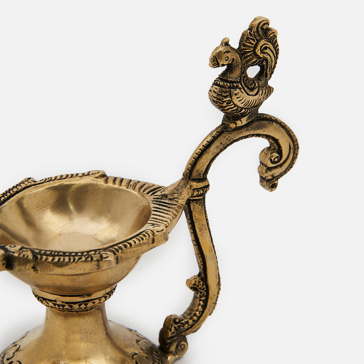 Brass Aarti Diya With Annapakshi On Handle