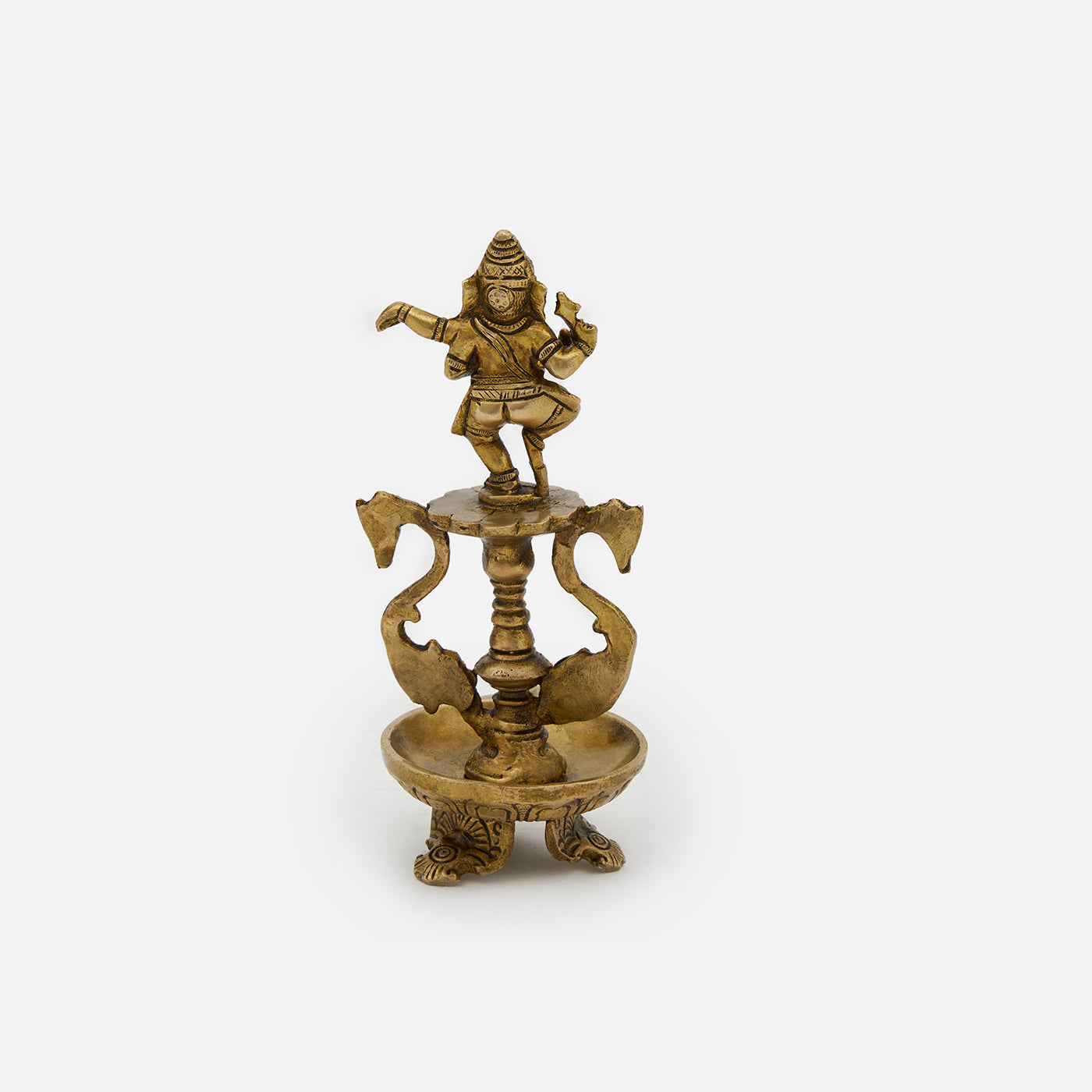 Brass Dancing Ganesha Peacock Diya