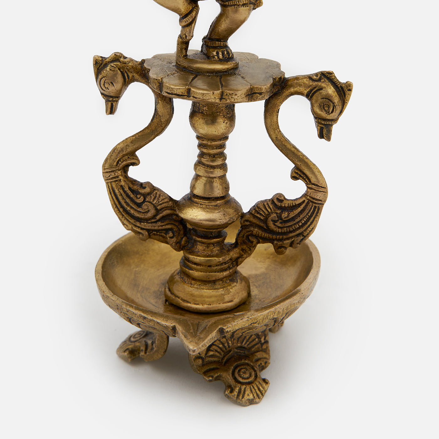 Brass Dancing Ganesha Peacock Diya