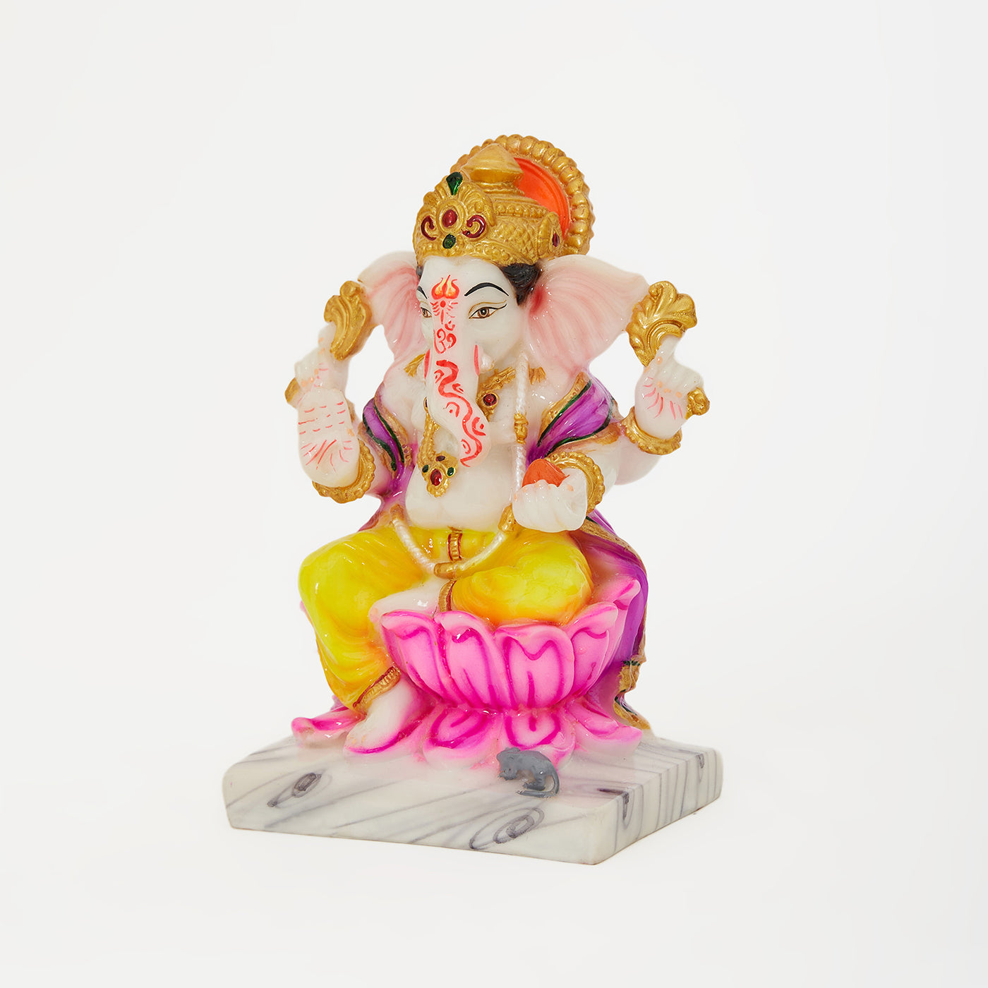 Lord Ganesha | Ganpati | Vinayak Idol In Marble Dust Handpainted Multi Color