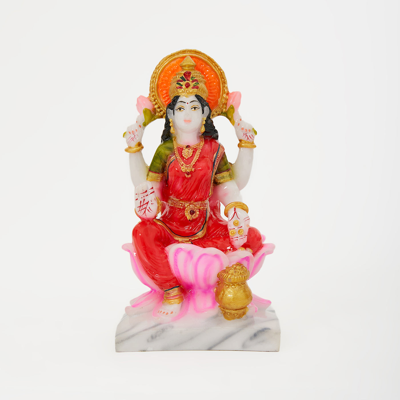Marble Dust Goddess Laxmi | Mata Lakshmi Idol - Multicolor