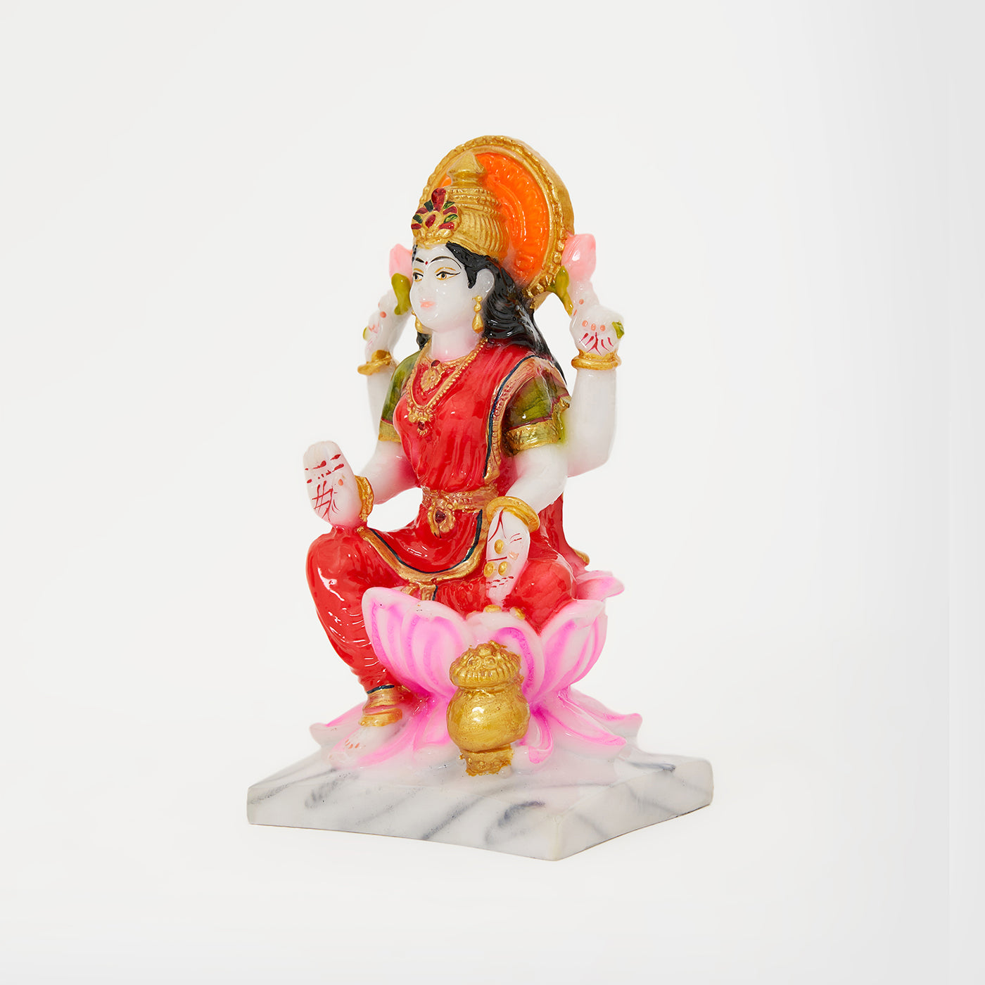 Marble Dust Goddess Laxmi | Mata Lakshmi Idol - Multicolor