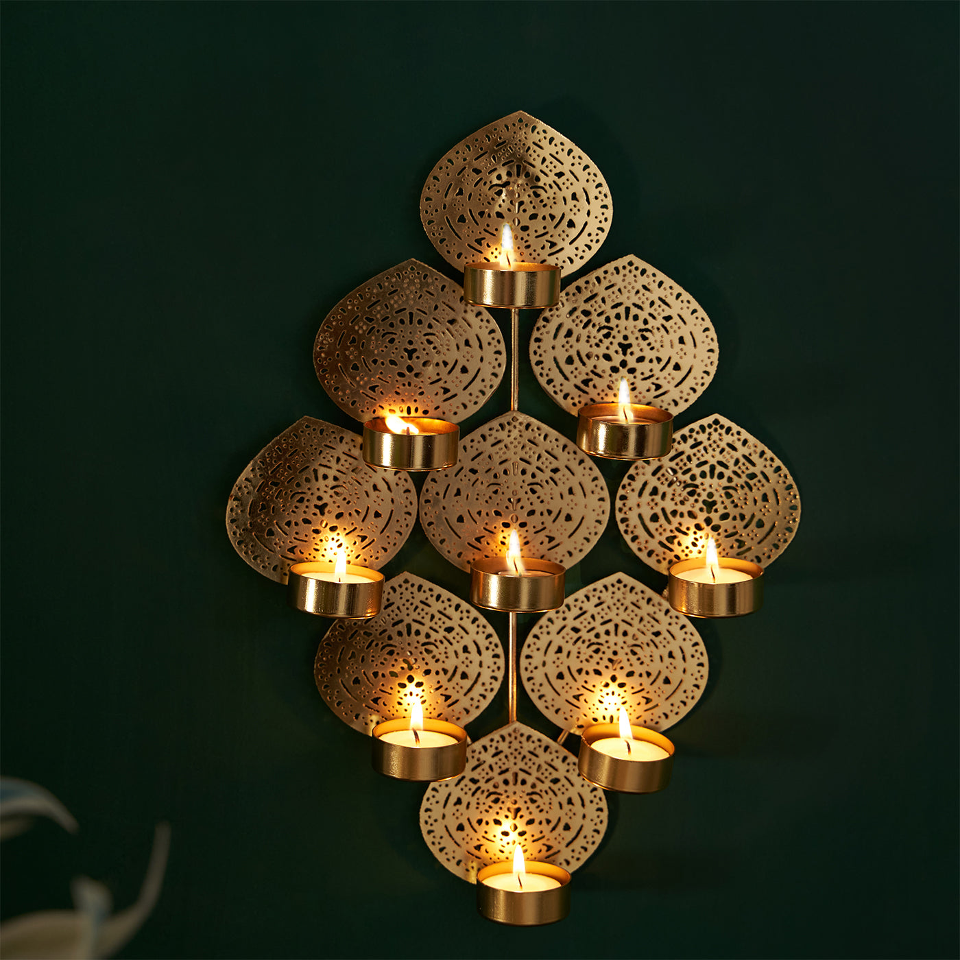 9 Leaf Tea Light Holder Wall Hanging
