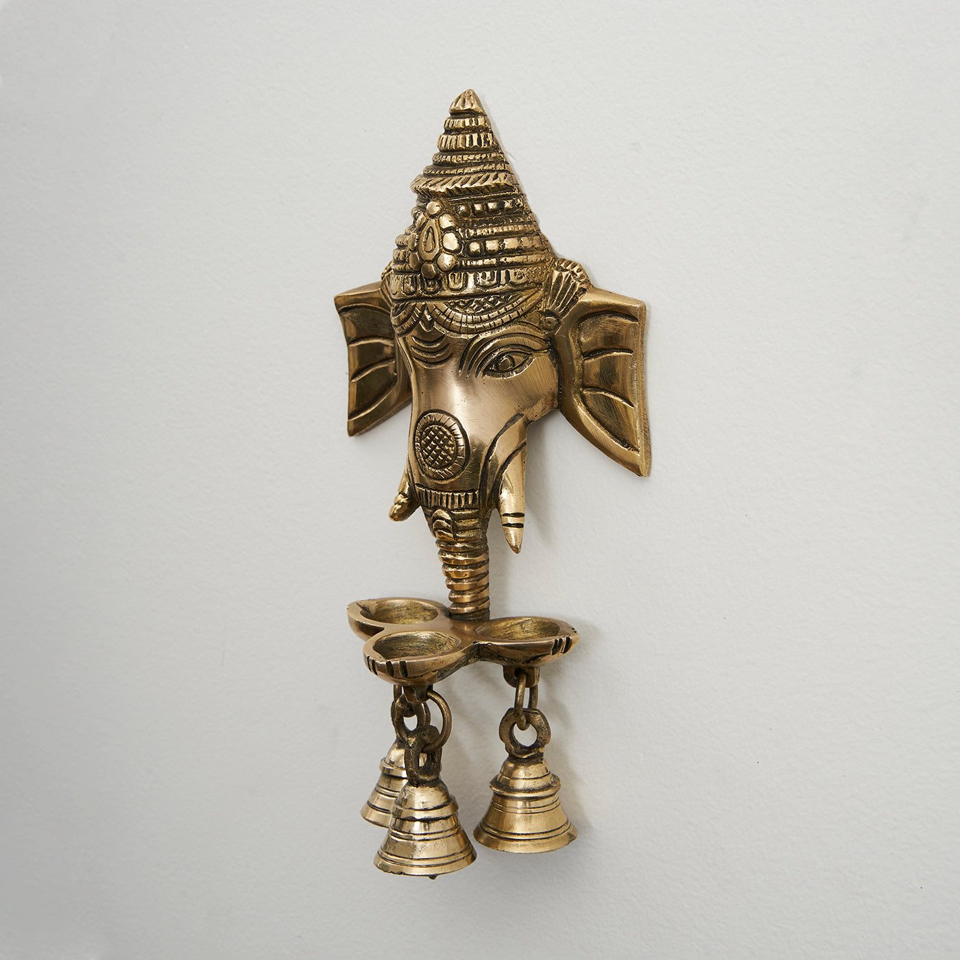 Brass Ganesha Wall Hanging Diya with Bells