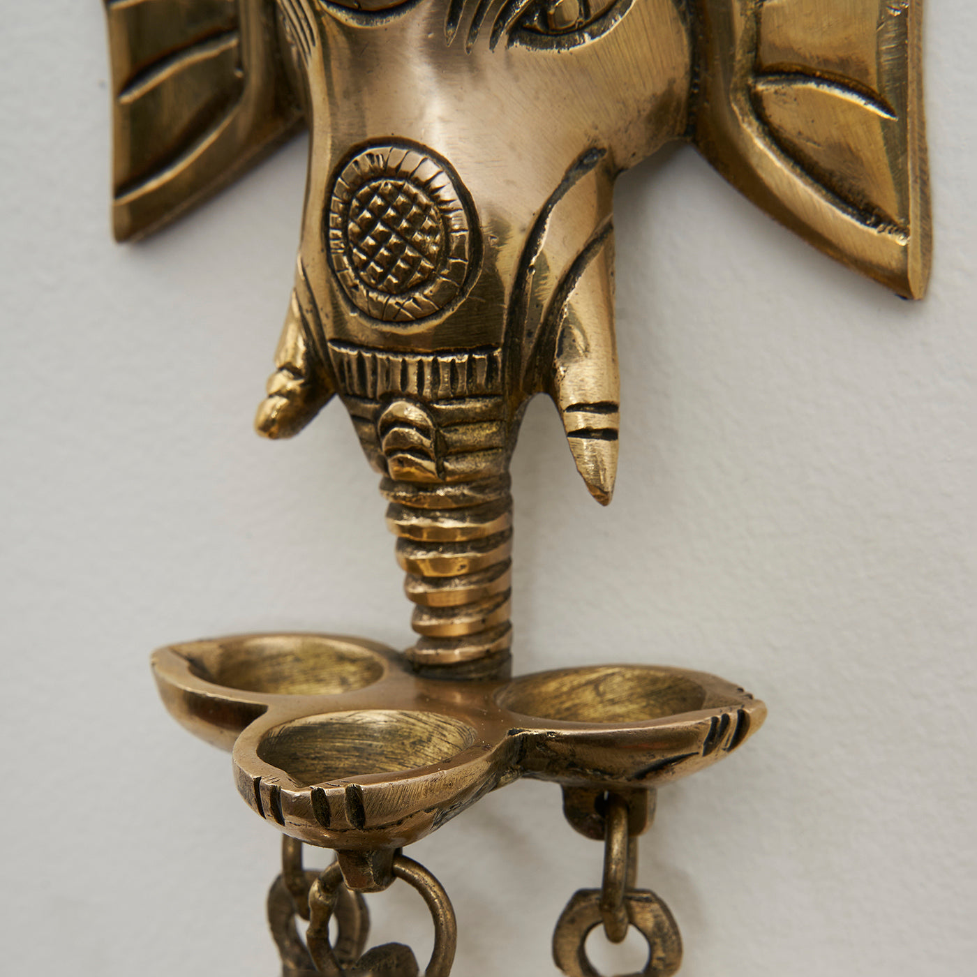 Brass Ganesha Wall Hanging Diya with Bells