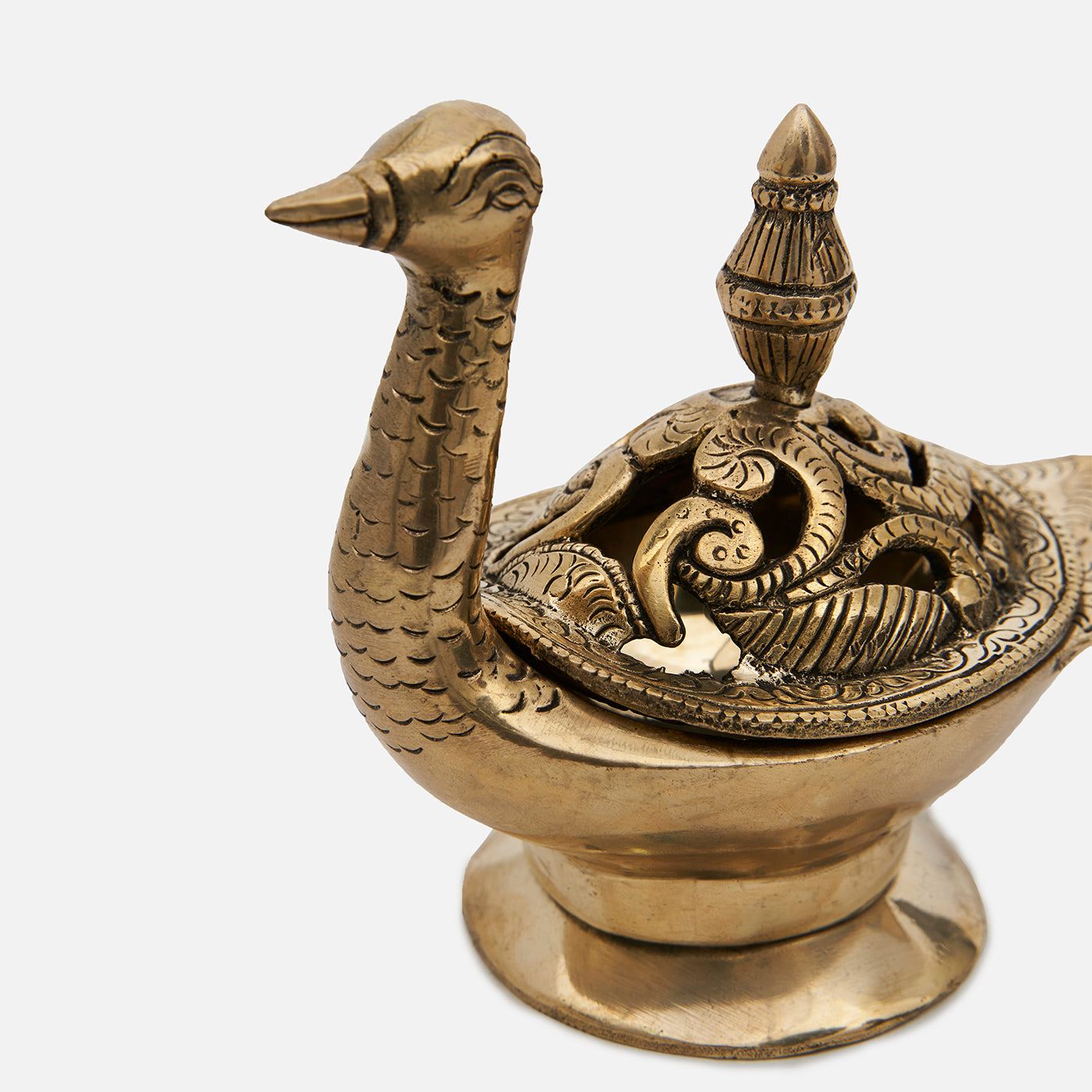 Brass Peacock Dhoop Dani Loban Burner