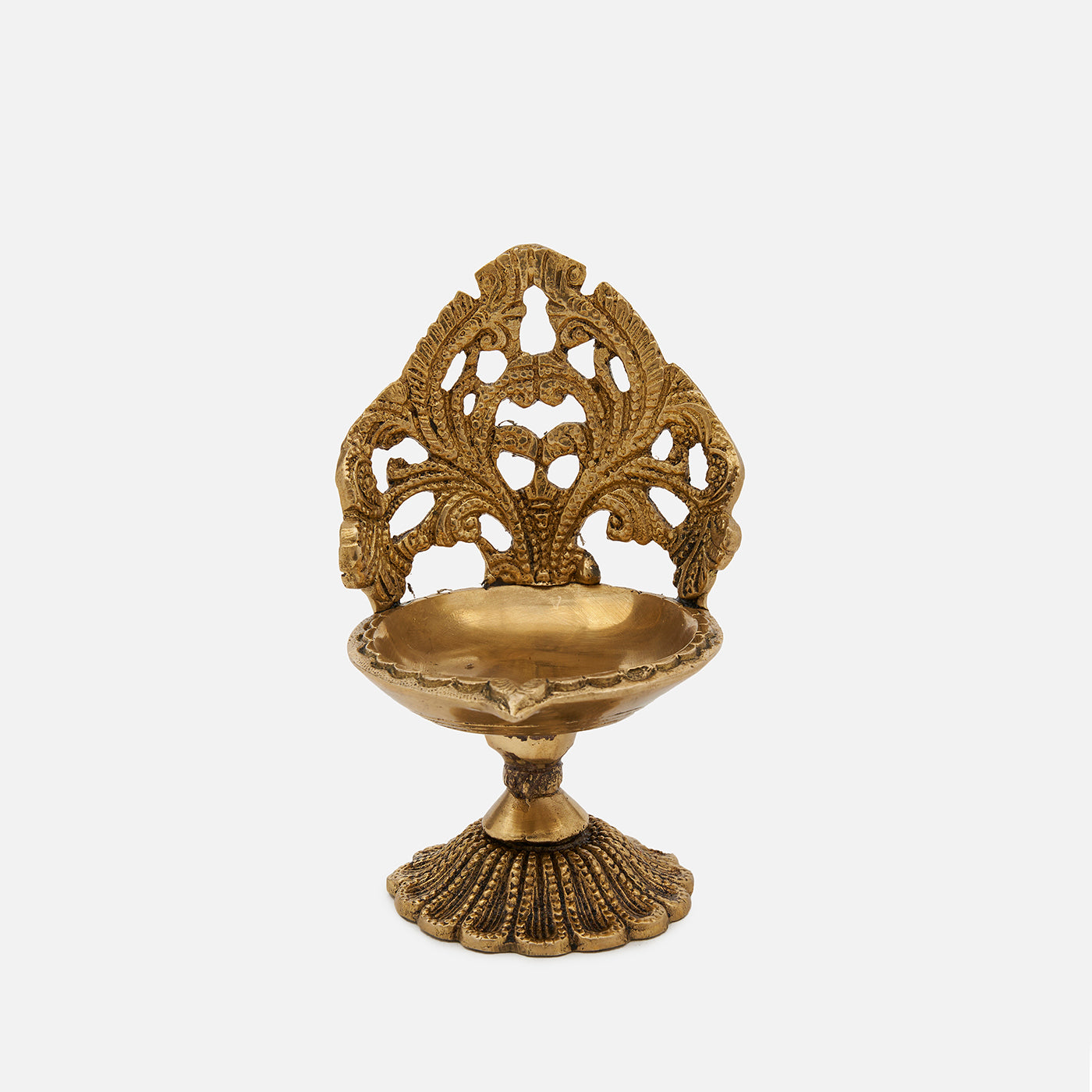Brass Ethnic Handcarved Petal Diya/Lamp (Set of 2)