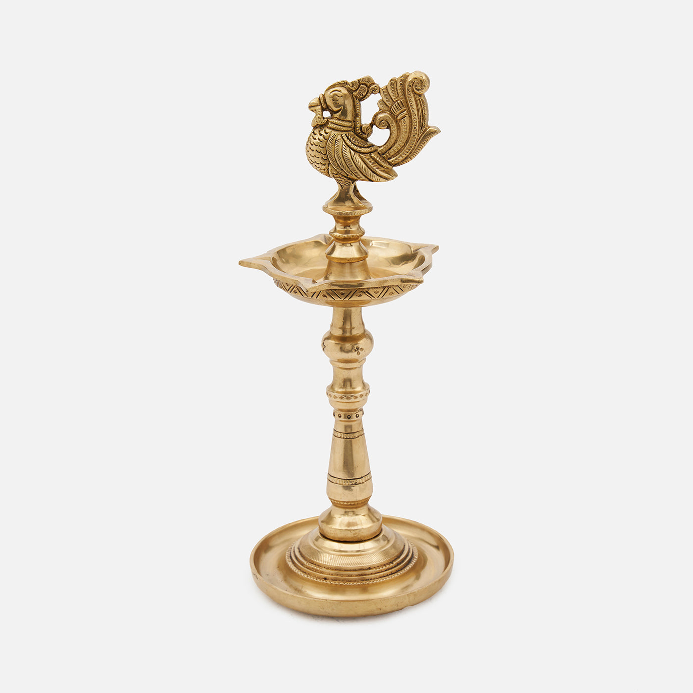 Brass Oil Lamp with Annapakshi Design