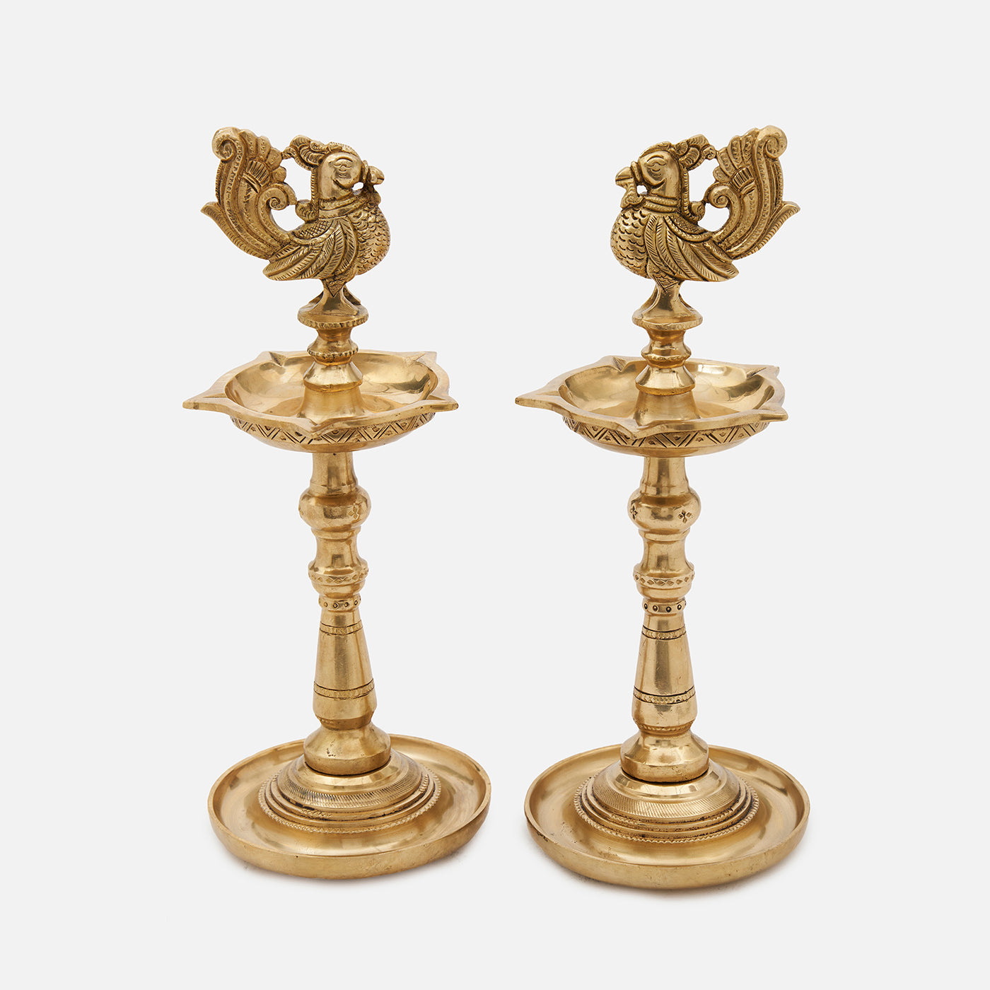 Brass Oil Lamp with Annapakshi Design