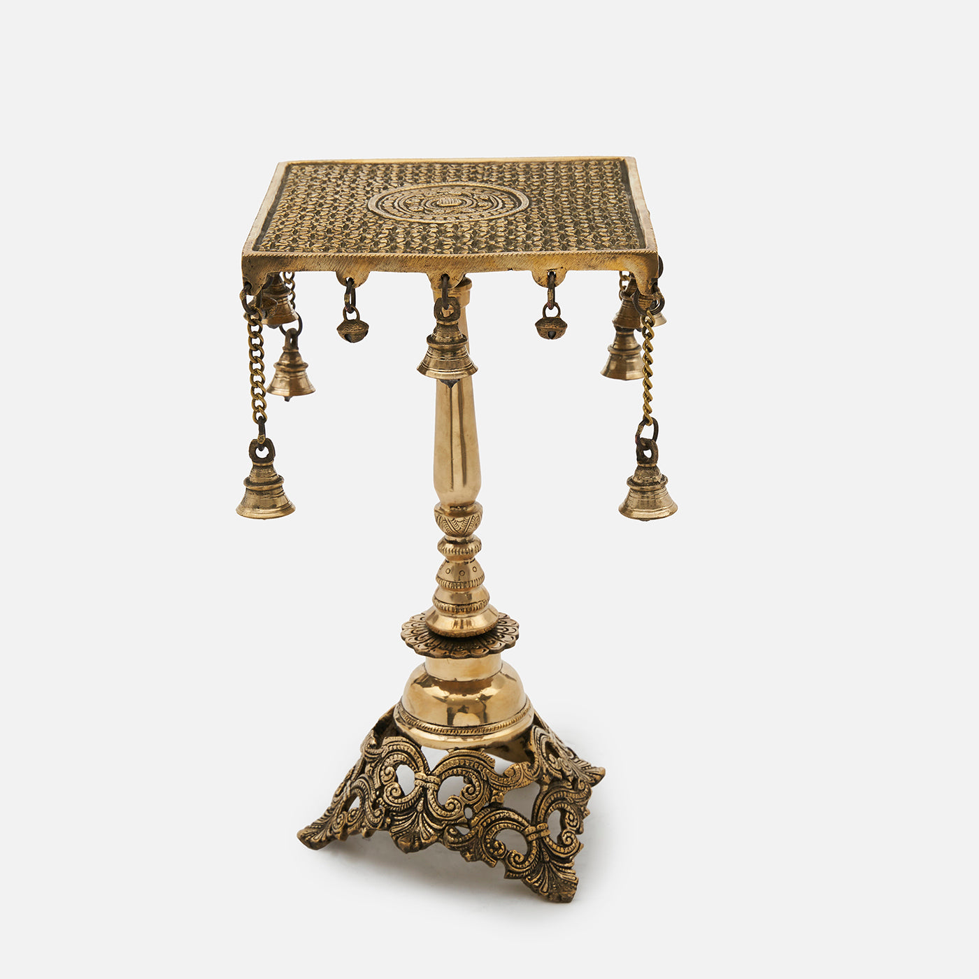 Authentic Brass Stool With Hanging Bells