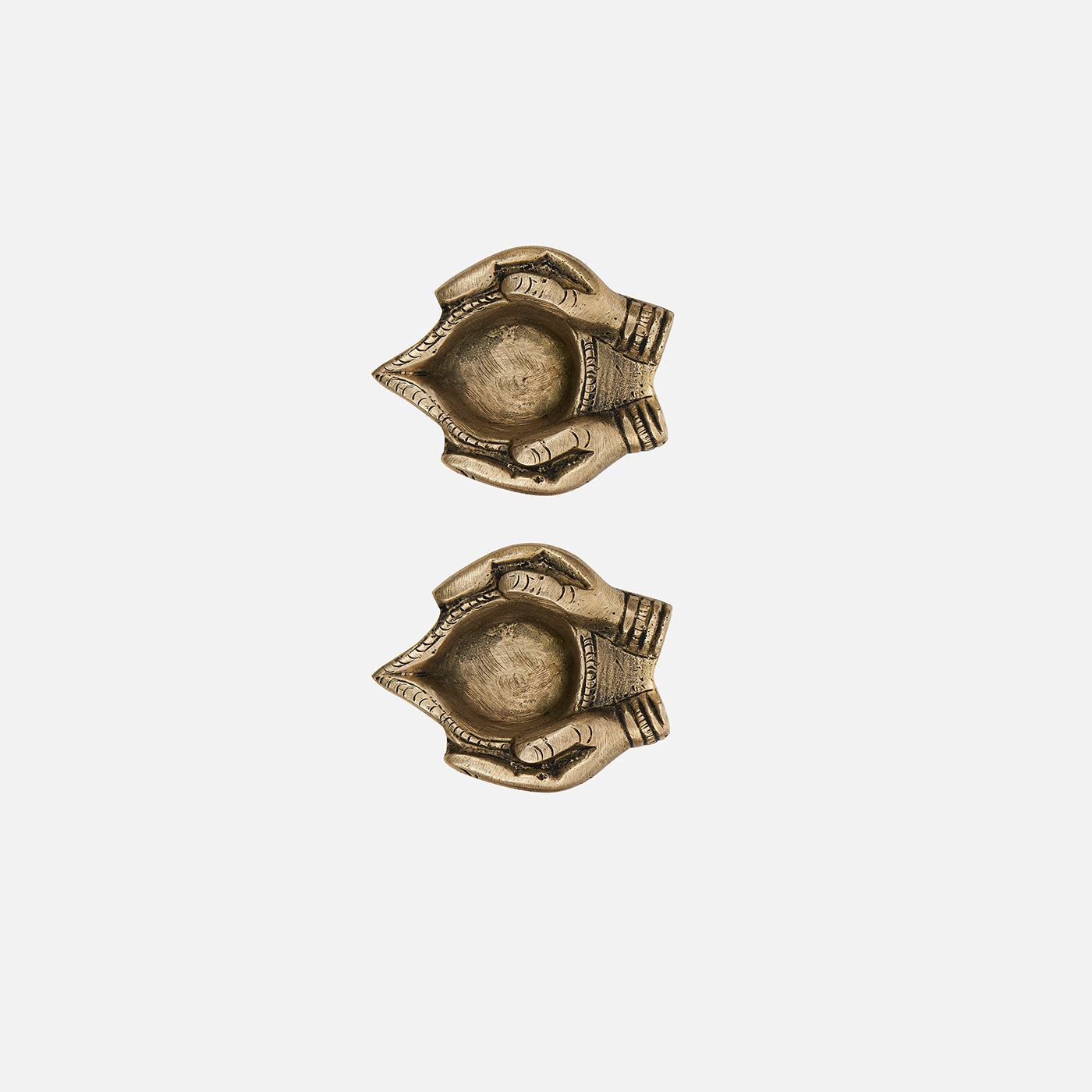Brass Hand Shaped Diya Set