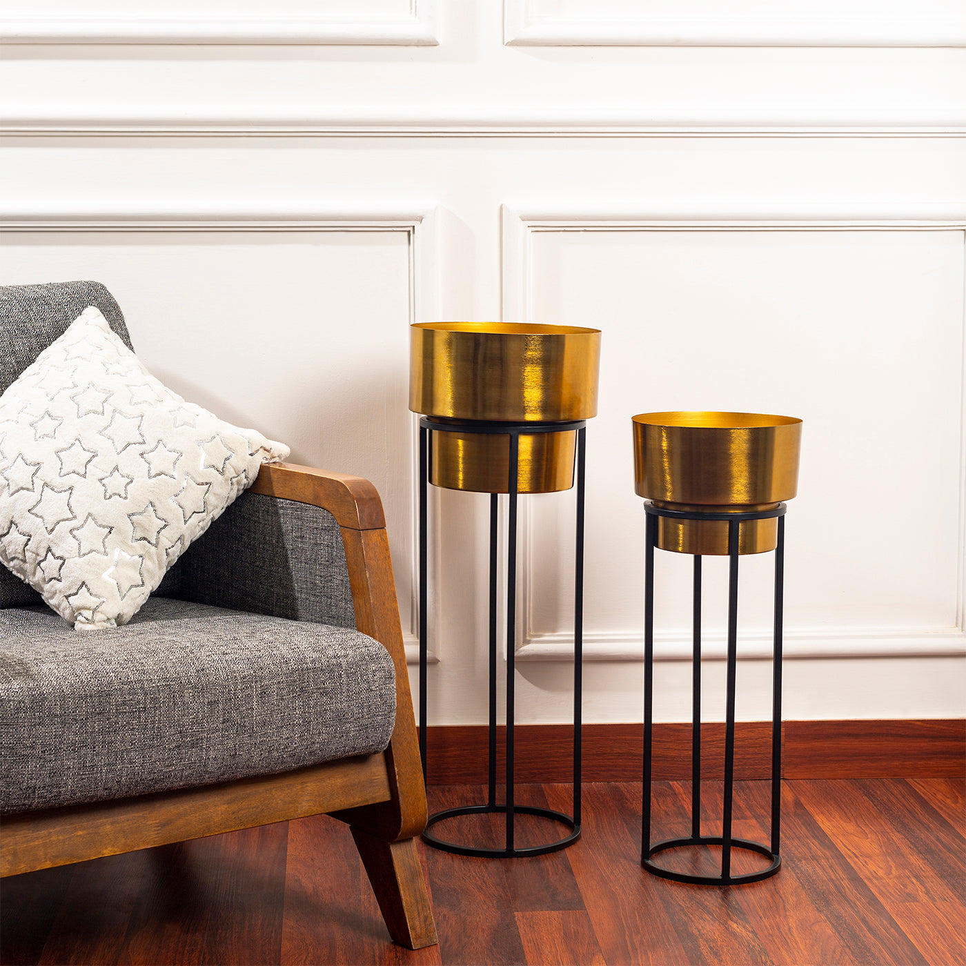 Gold Manhattan Planter Set of 2