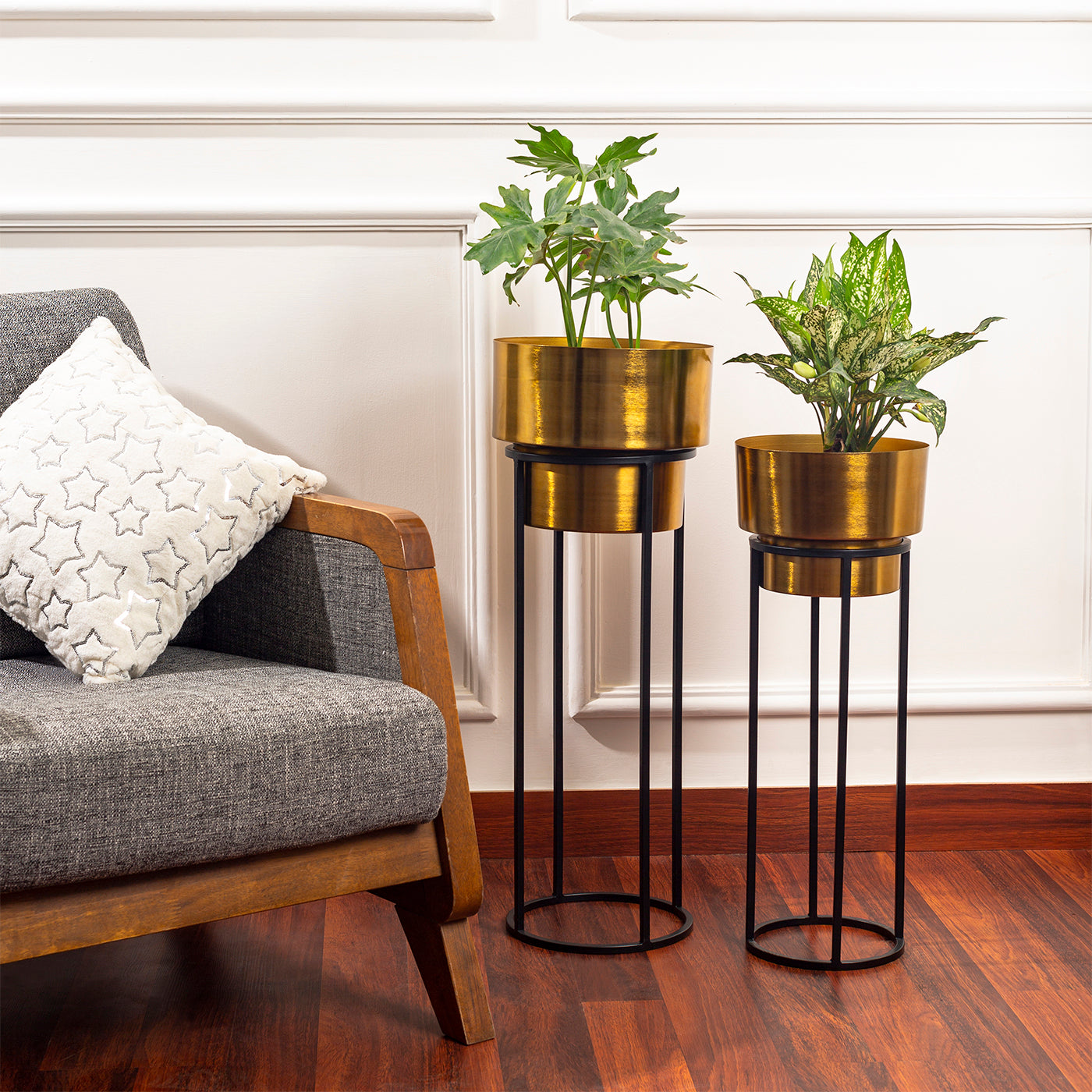 Gold Manhattan Planter Set of 2