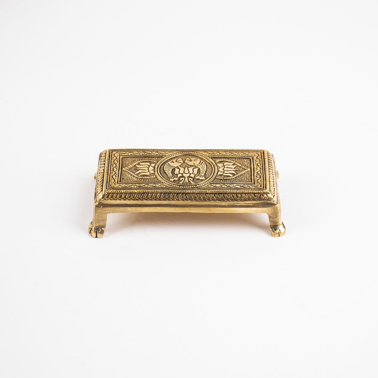 Brass Superfine Rectangle Traditional Pooja Chowki/Stool/Stand