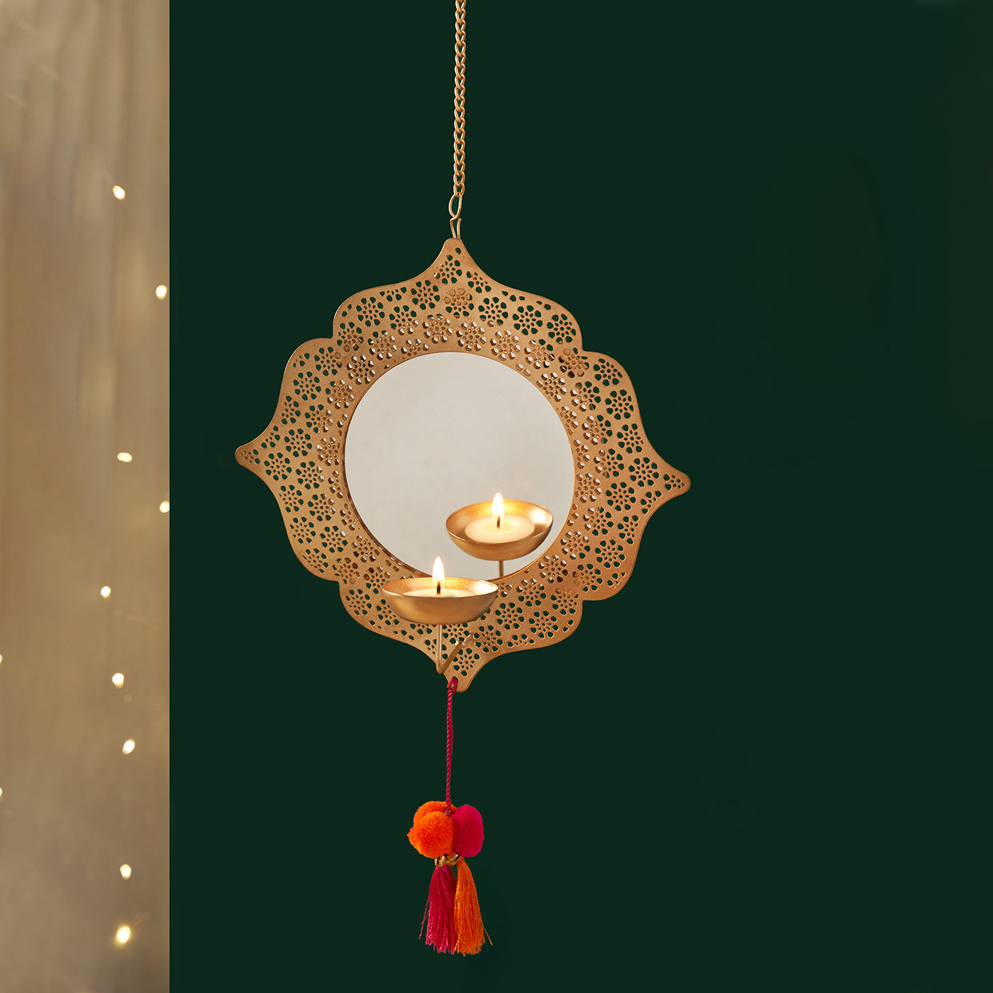 Malhaar Hanging Decorative tealight with mirror