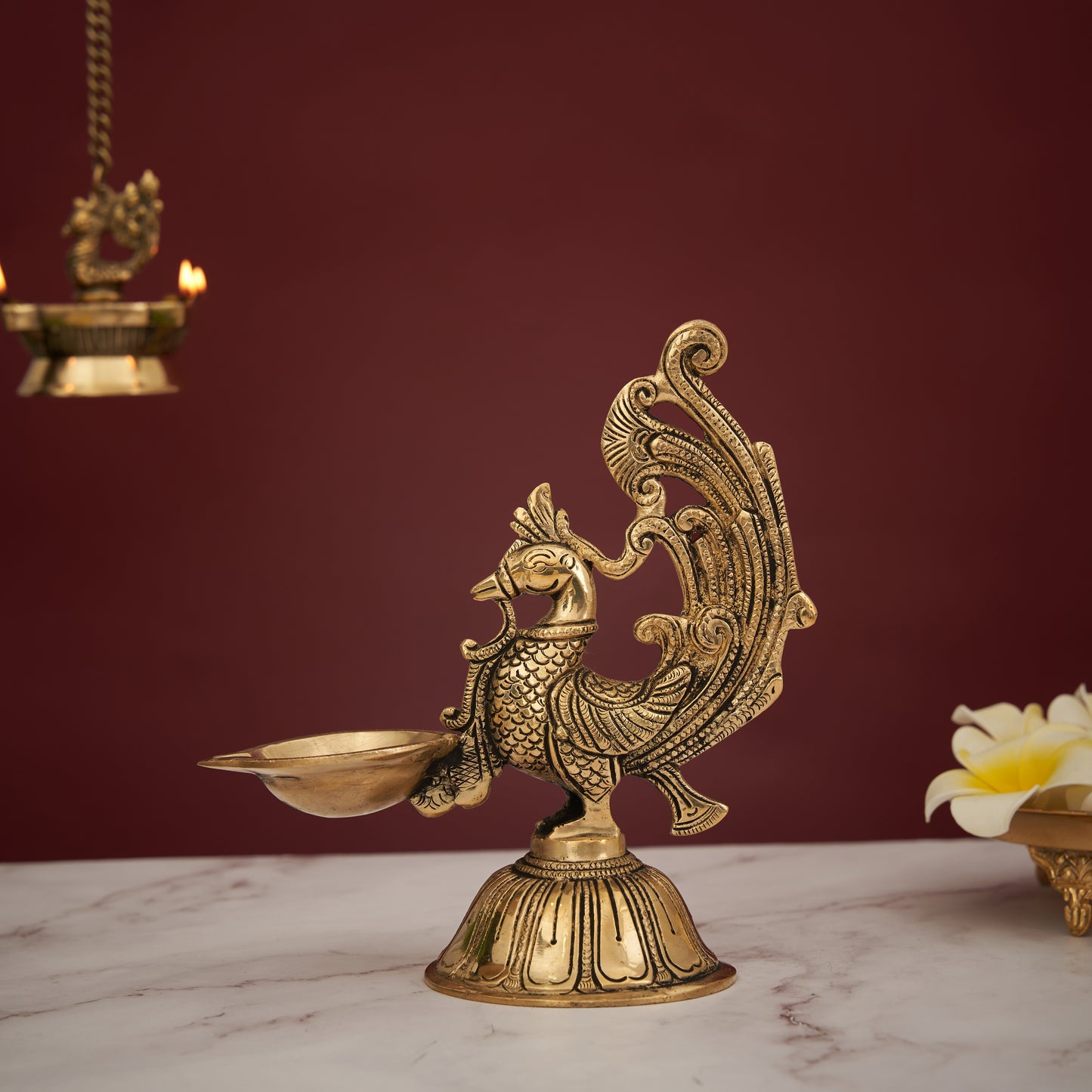 Brass Exotic Peacock Single Wick Diya