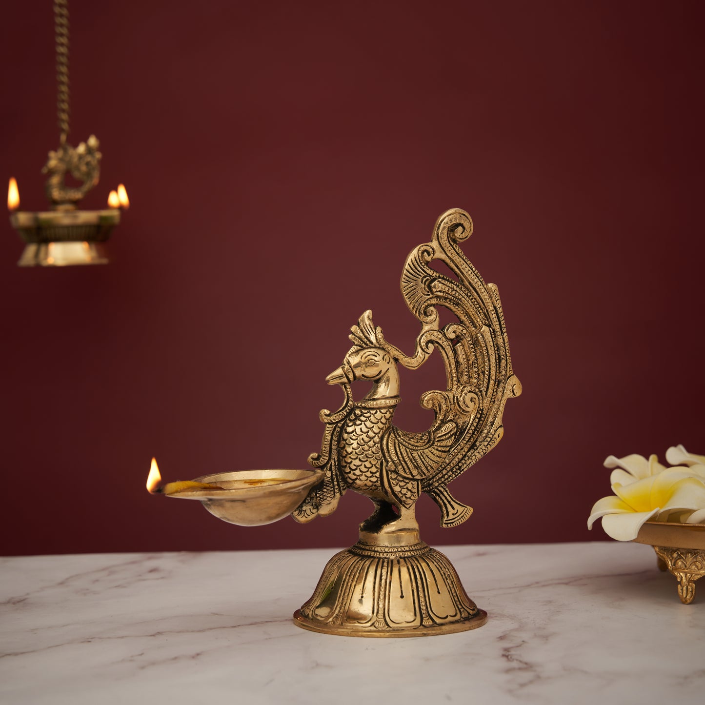 Brass Exotic Peacock Single Wick Diya