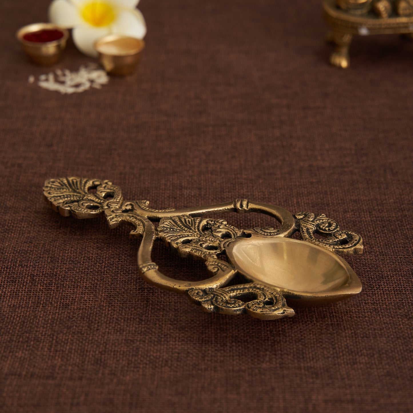 Ahuti Brass Pooja Havan Chammach/Spoon/Harathi Deepak