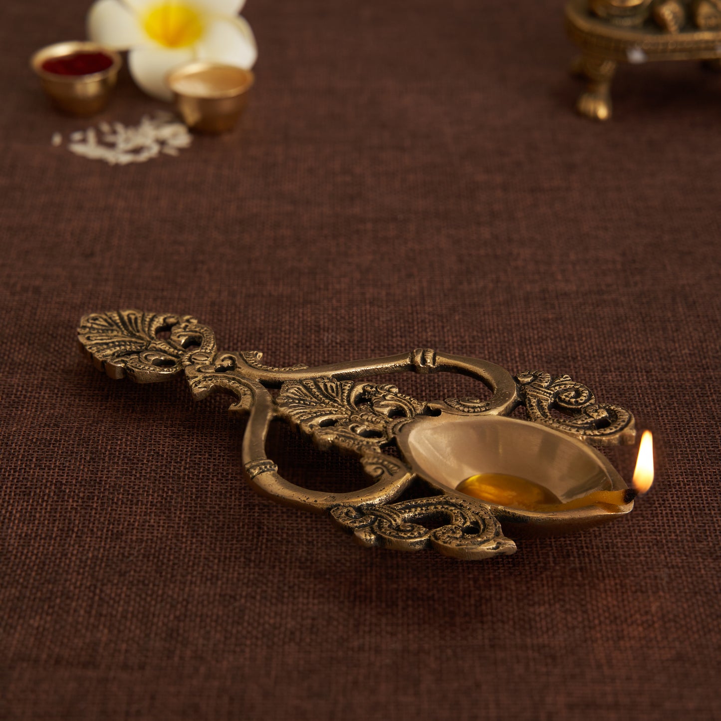 Ahuti Brass Pooja Havan Chammach/Spoon/Harathi Deepak