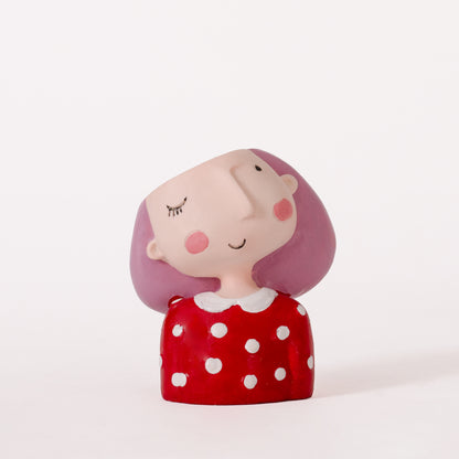 Cute Red Girl Succulent Planter With Plants For Home Garden Office Desktop