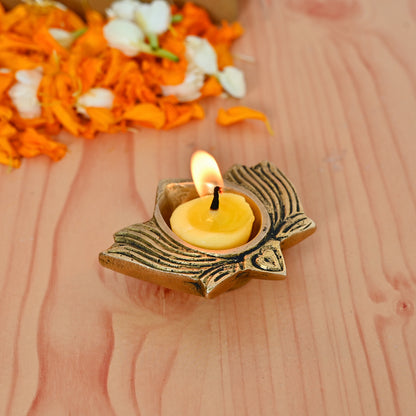 Premium Diwali Combo with Backdrop frame ,Pooja Aasan, Brass Laxmi Ganesh and Brass Lotus Diya - (Set of 4)