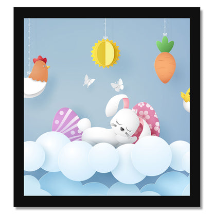 Cute Rabbit Printed Wall Frame for Wall Decoration Wall Poster Frame for Kids Bedroom Living Room Home Decor Gift for Birthday Kids Boys and Girls