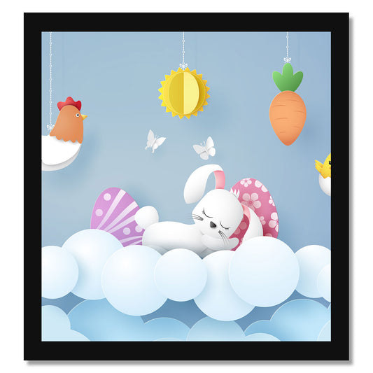 Cute Rabbit Printed Wall Frame for Wall Decoration Wall Poster Frame for Kids Bedroom Living Room Home Decor Gift for Birthday Kids Boys and Girls