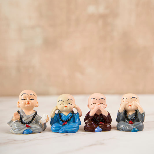 Artistic Resin Buddha Monk Statue Set - Perfect for Home Decor, Car Dashboard, and Thoughtful Gifting