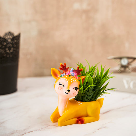 Giraffe And Cute Girl Succulent Planter For Home Garden Office Desktop
