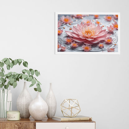 Vastu Shubharambh- Blooming Lotus Flowers Wall Frame For Home, Office Decor and Vastu remedy