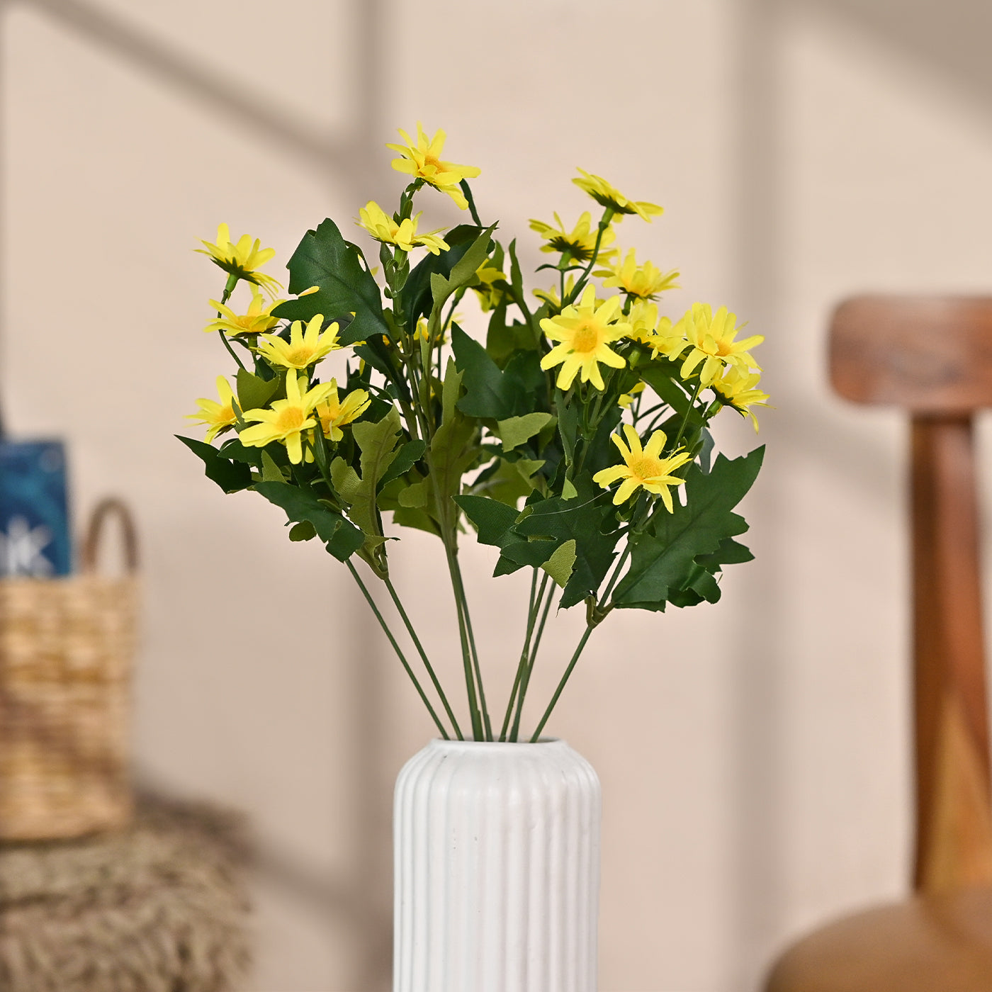  Set of 1 Artificial Flowers Bunches (Without Vase)Yellow