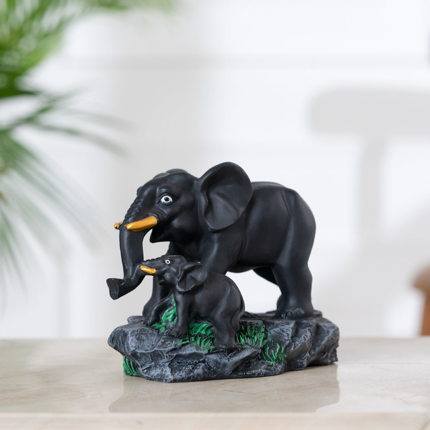 Guardian Elephant Black Polyresin Figurine