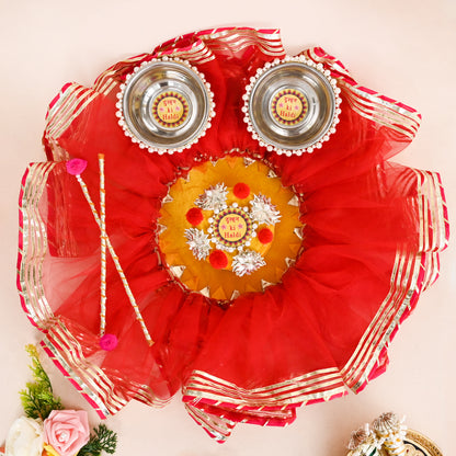 Floral Haldi Platter- Orange
