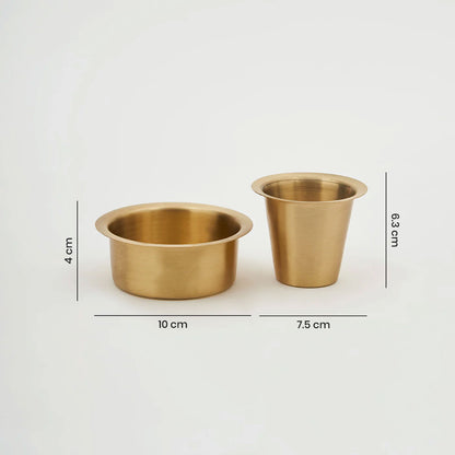 Pure Brass Dabara Set Tea Coffee Kumbakonam Dabara Set South Indian Coffee Glass Tumbler Set Serving Drinkware  Brass Dabara Tumbler Set -150 ml
