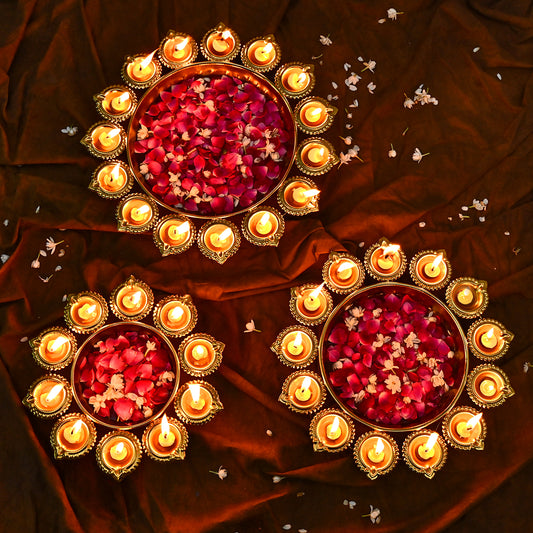 Deepam Round Shaped Urli for Home , Office ,Festival Decors |,Gifting  (Set Of 3)