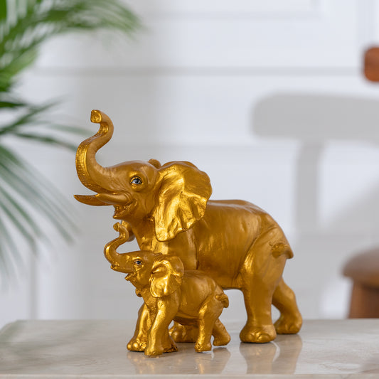 Guardian Elephant Gold Polyresin Figurine