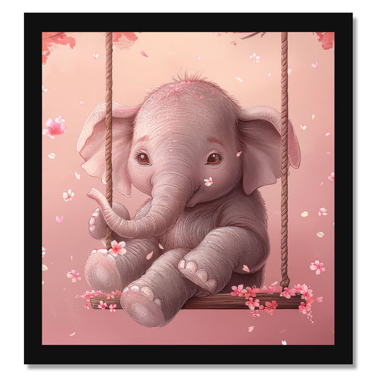 Cute Elephant Printed Wall Frame for Wall Decoration Wall Poster Frame for Kids Bedroom Living Room Home Decor Gift for Birthday Kids Boys and Girls