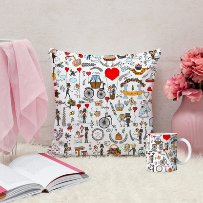 Set of 2 Printed Cushion And Mug Special Unique Birthday, Wedding, Anniversary Gifts