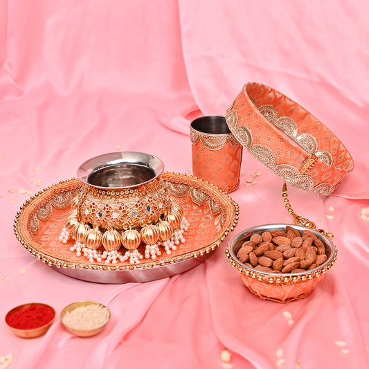 Karwa Chauth Special Thali Set  - Orange