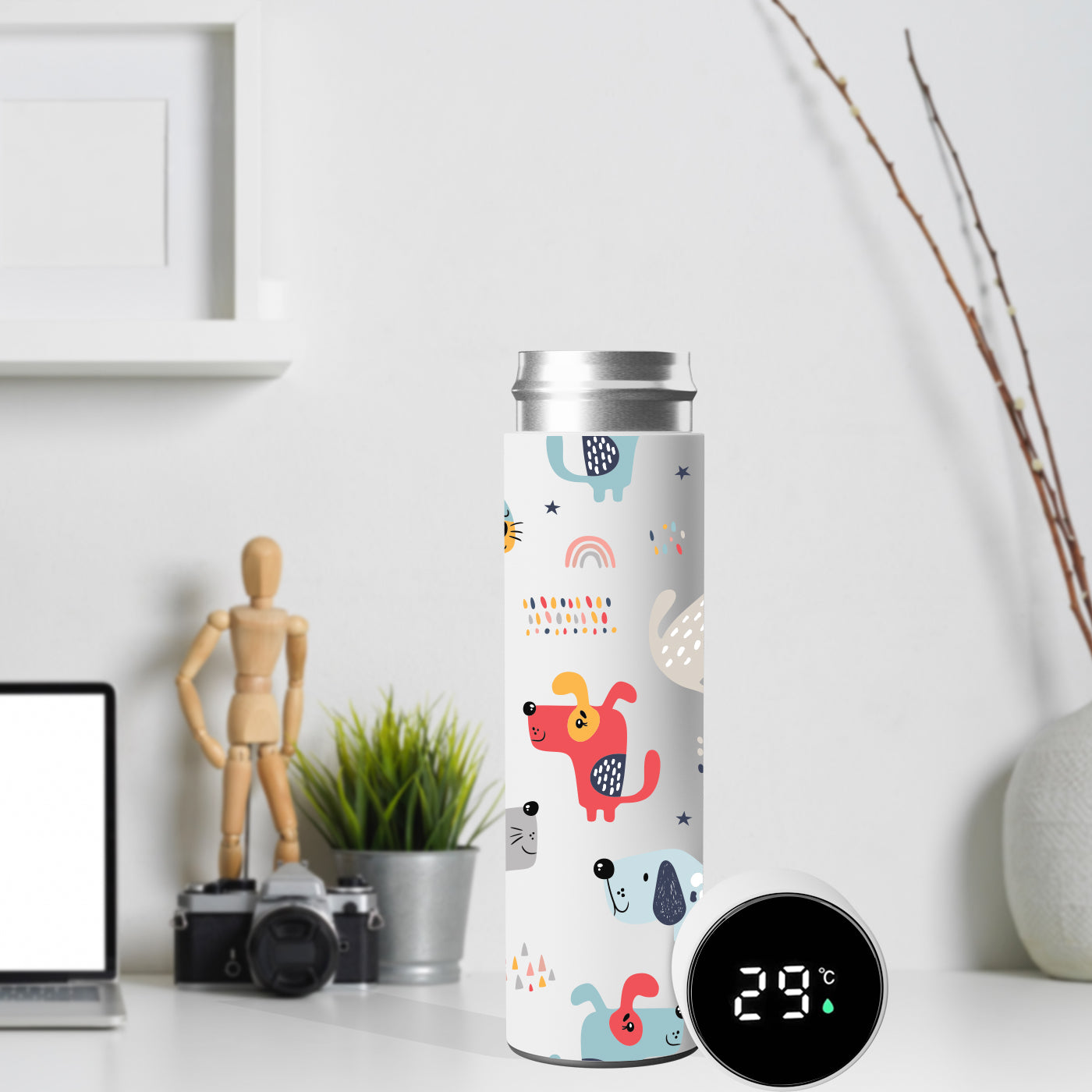 Water Bottle with LED Temperature Display for Men & Women & Kids