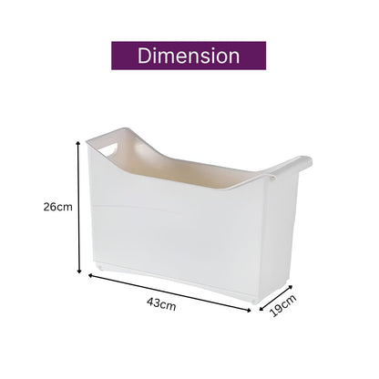 Multi-Purpose Storage Basket with Wheels Portable Organizer for Kitchen, Bathroom, and Under-Sink Storage Bin (43cm x 19cm x 26cm) White