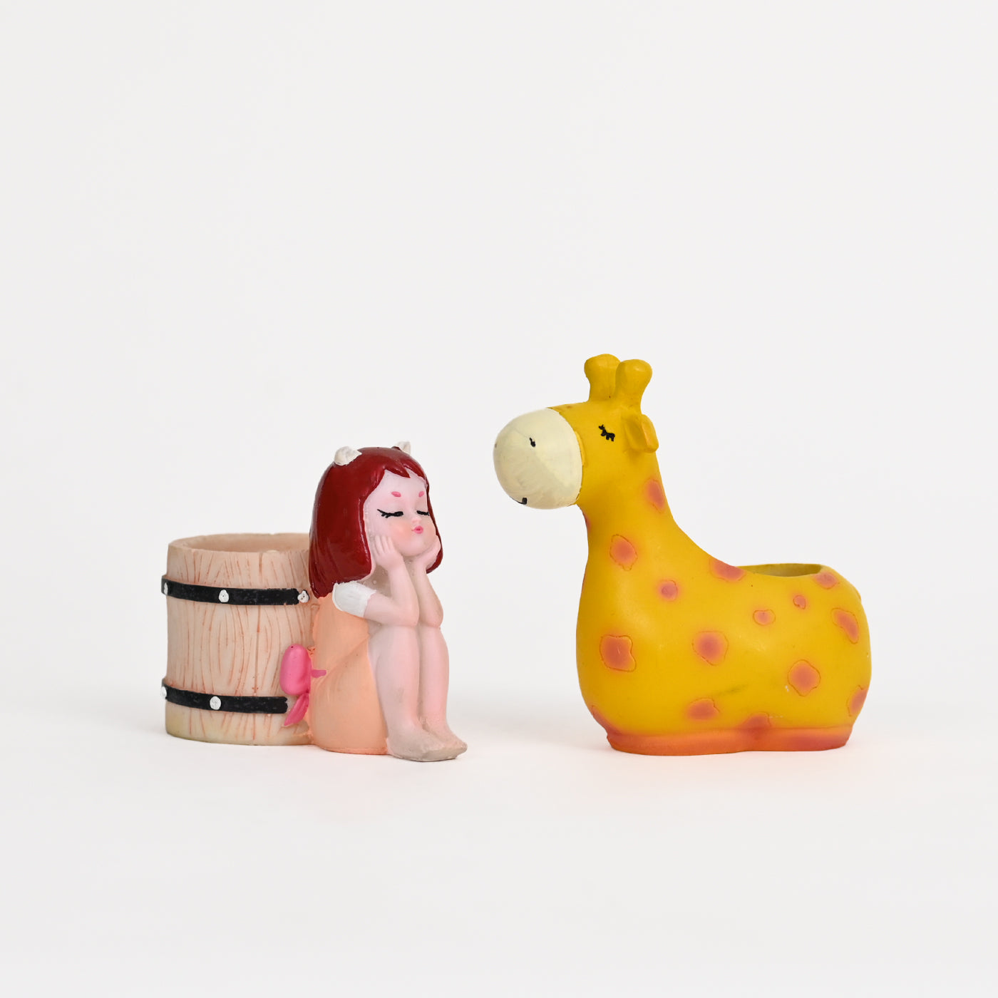 Cute Girl and Cute Giraffe Succulent Planter for Home Garden Office Desktop