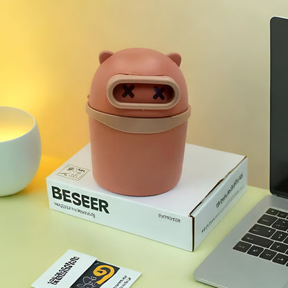 Plastic Mini Table Desk Dustbin with Swing Lid for Home, Living Room, Table, Bathrooms, Kitchens, Offices (Orange)