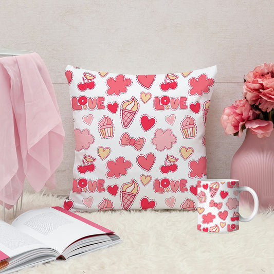 Set of 2 Printed Cushion And Mug Special Unique Birthday, Wedding, Anniversary Gifts